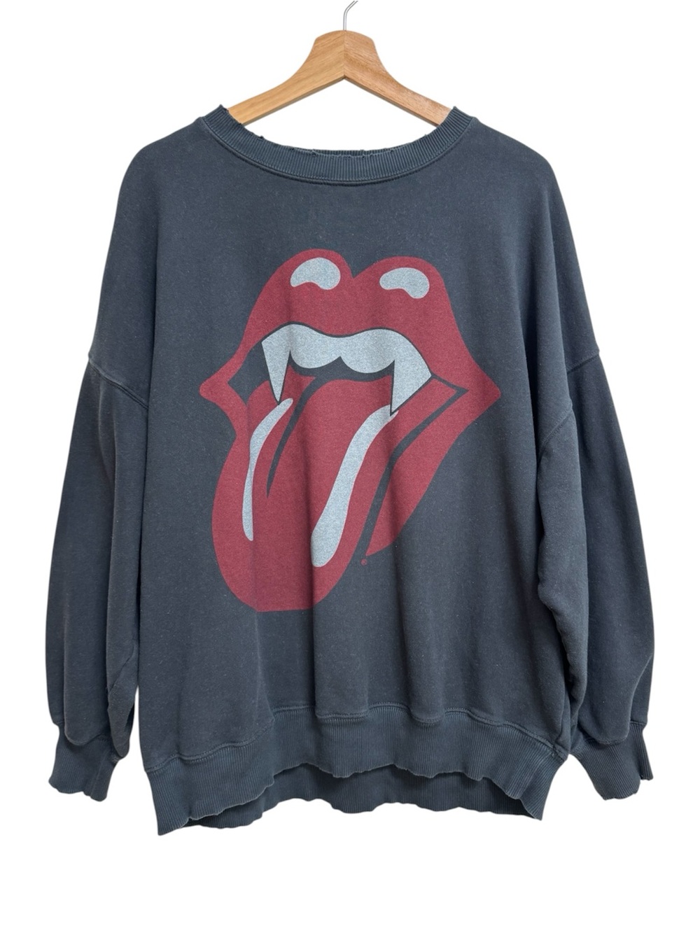 American Eagle Rolling Stones Vampire Mouth Lips Logo Sweatshirt Women’s Large